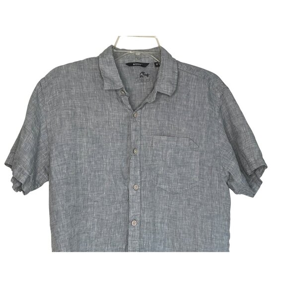 Bohio Mens Gray Linen Short Sleeve Button-Down Shirt M 32g - Picture 3 of 4